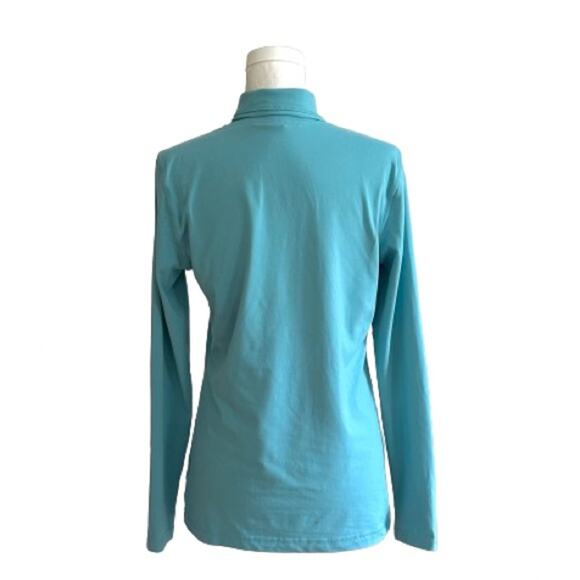 Athleta Light Blue Split Mock Turtleneck Long Sleeve Soft Active Top Large - Picture 6 of 15